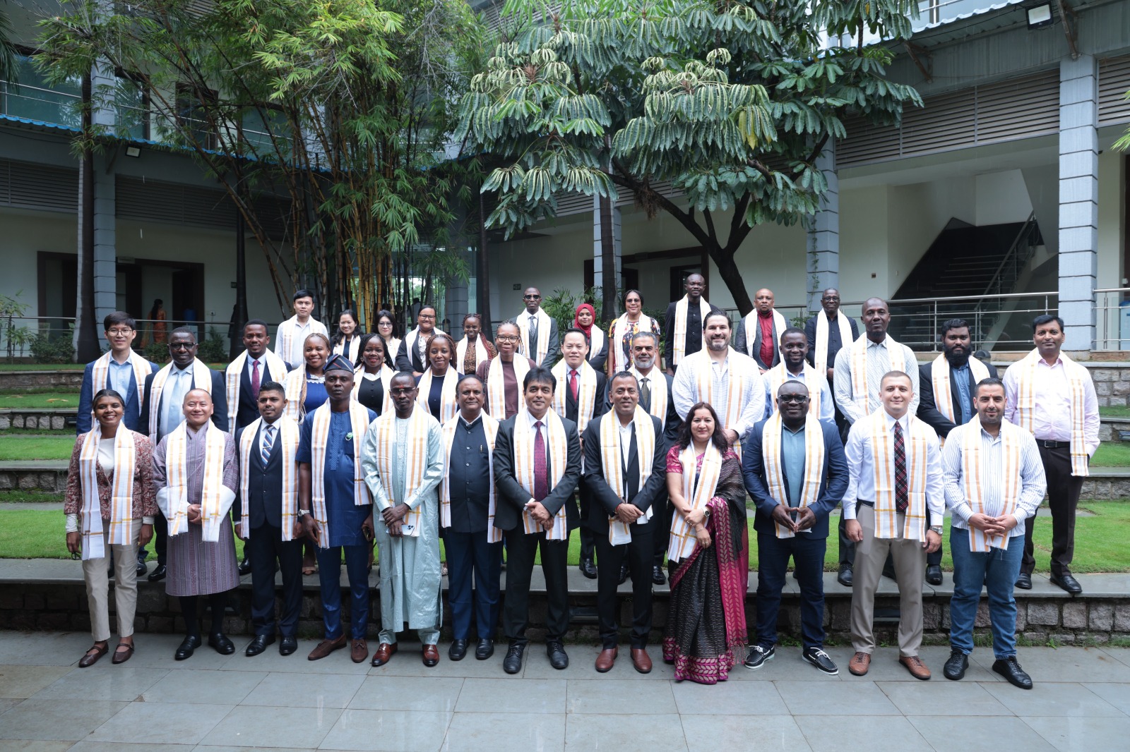 CA. Sanjib Sanghi, Chairman, Global Trade & Services Committee of ICAI along with Central Council Members - CA. Abhay Chhajed & CA. Dayaniwas Sharma and participants during 4th & 5th ITEC programmes, at ICAI Centre of Excellence, Hyderabad.